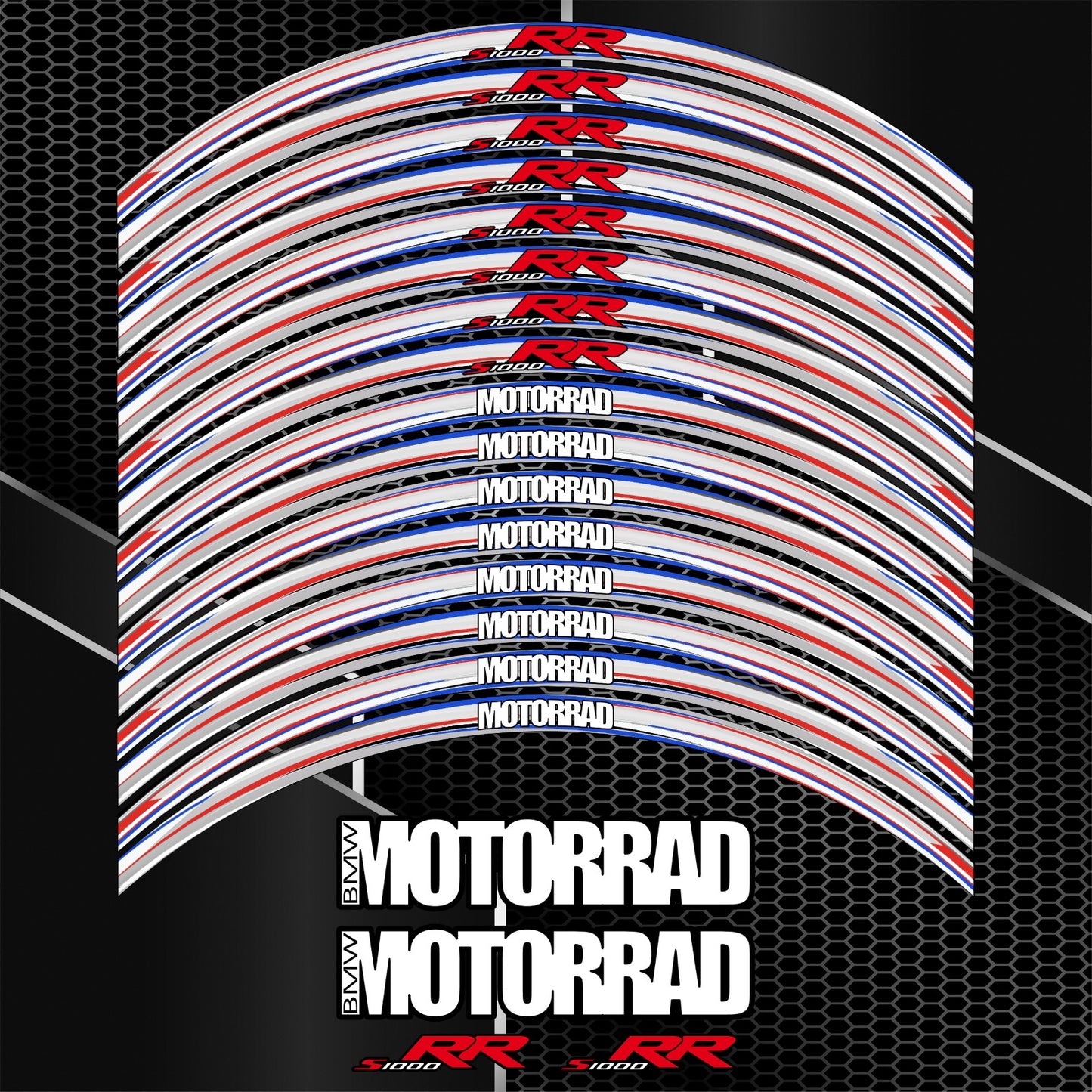 BMW S1000RR Wheel Decals – M Sport Grey Rim Stickers (20pcs)