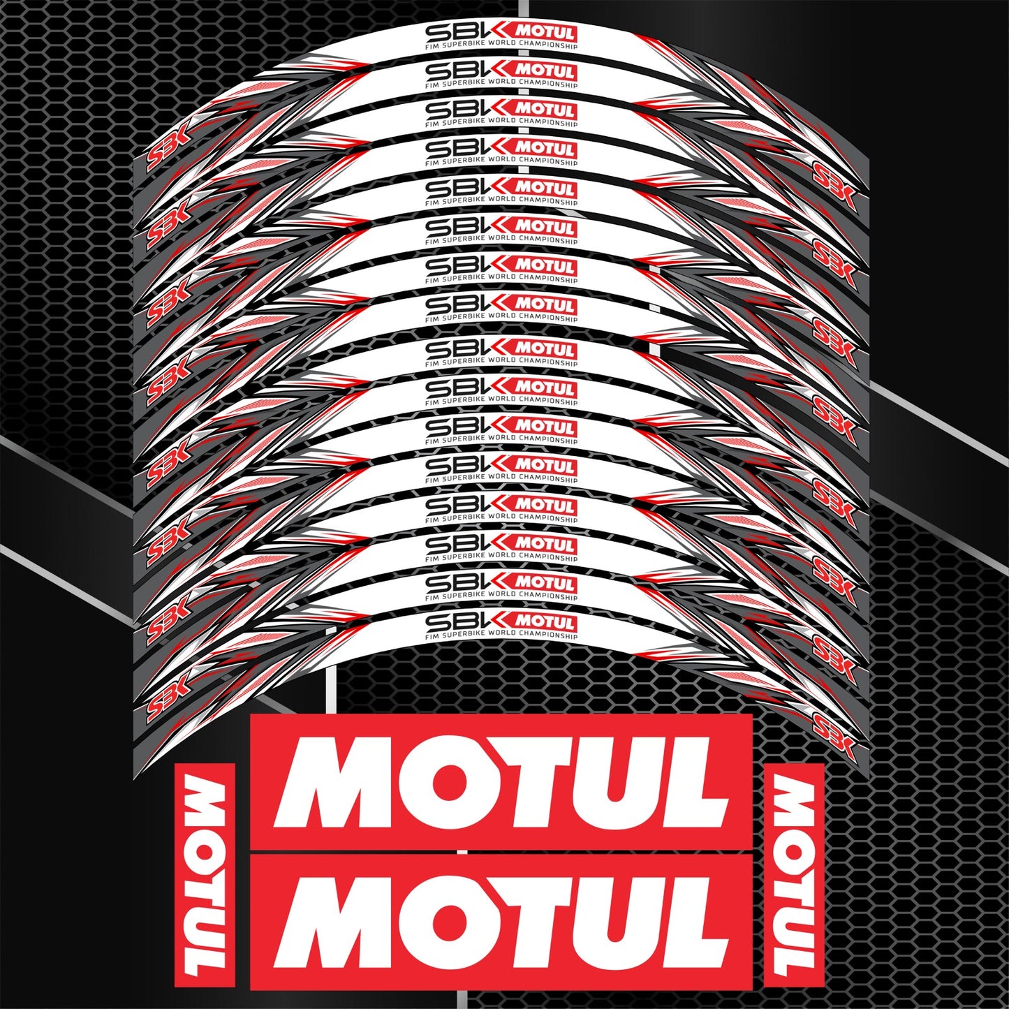 MOTUL SBK Motorcycle Wheel Decals – Universal Rim Stickers
