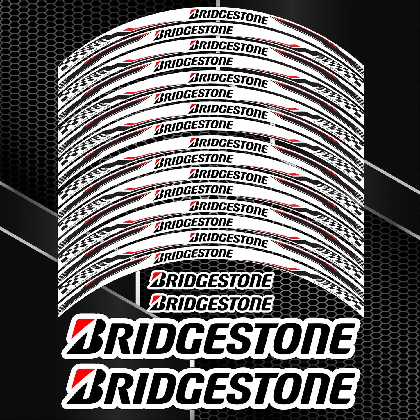 BRIDGESTONE Motorcycle Wheel Decals – Universal Rim Stickers