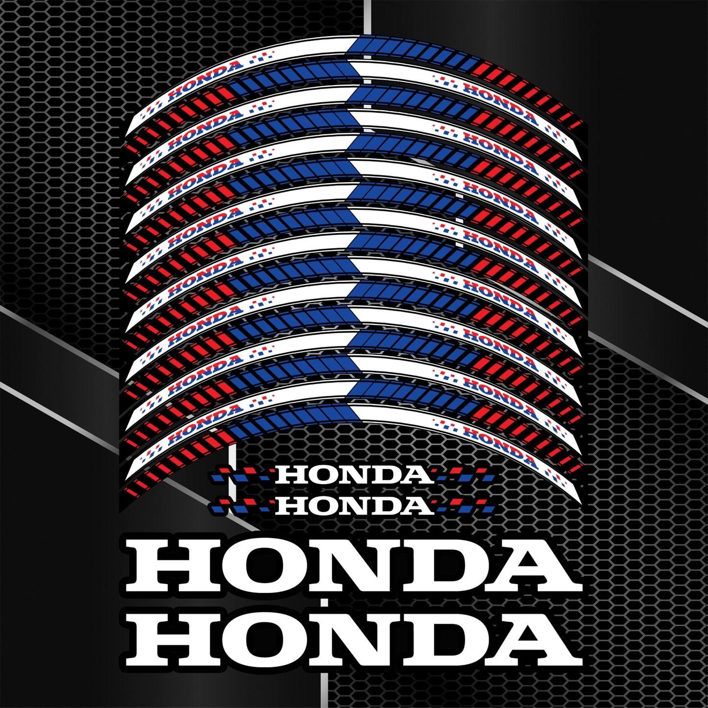 HONDA HRC Fireblade Wheel Decals – Black Rim Stickers