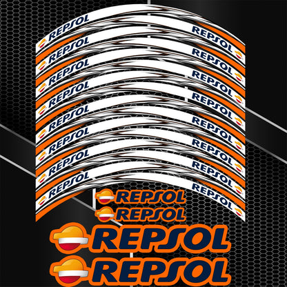 REPSOL Motorcycle Wheel Decals – Universal Rim Stickers Set