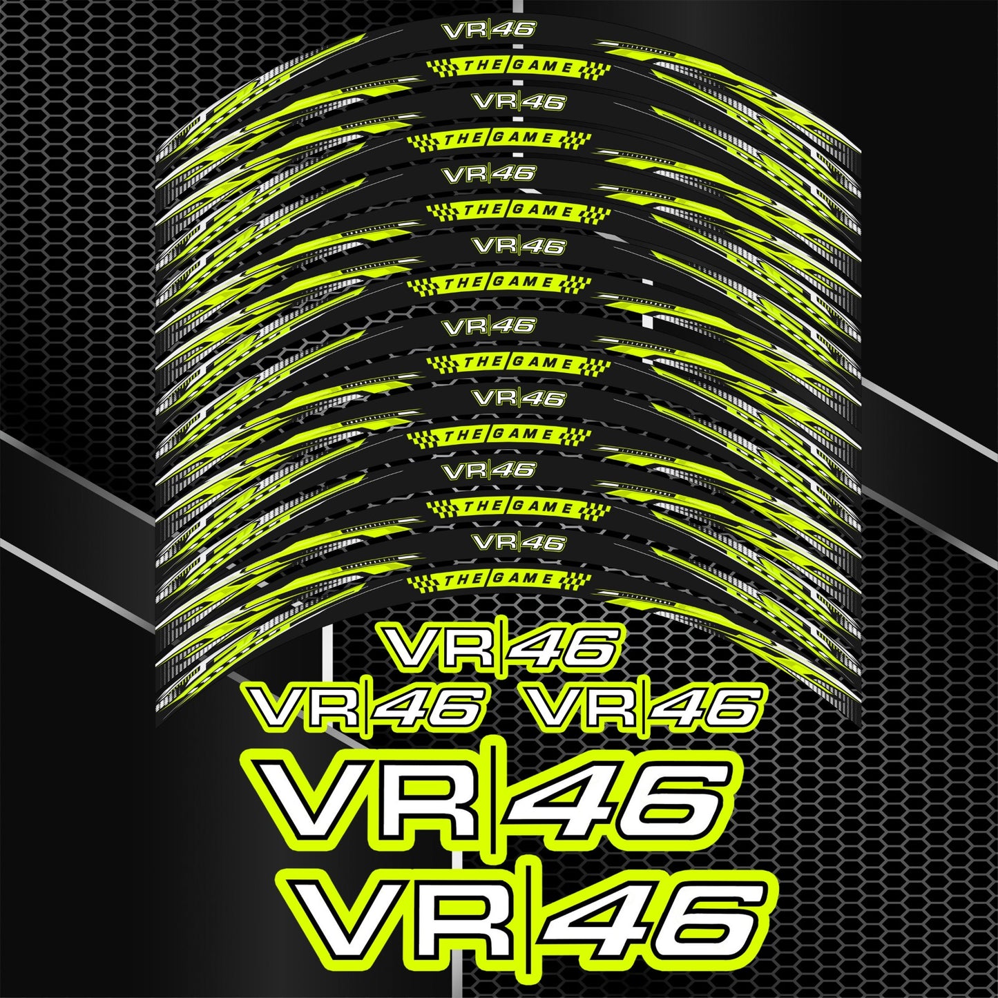 VR46 Valentino Rossi Universal Motorcycle Wheel Decals – Rim Stickers