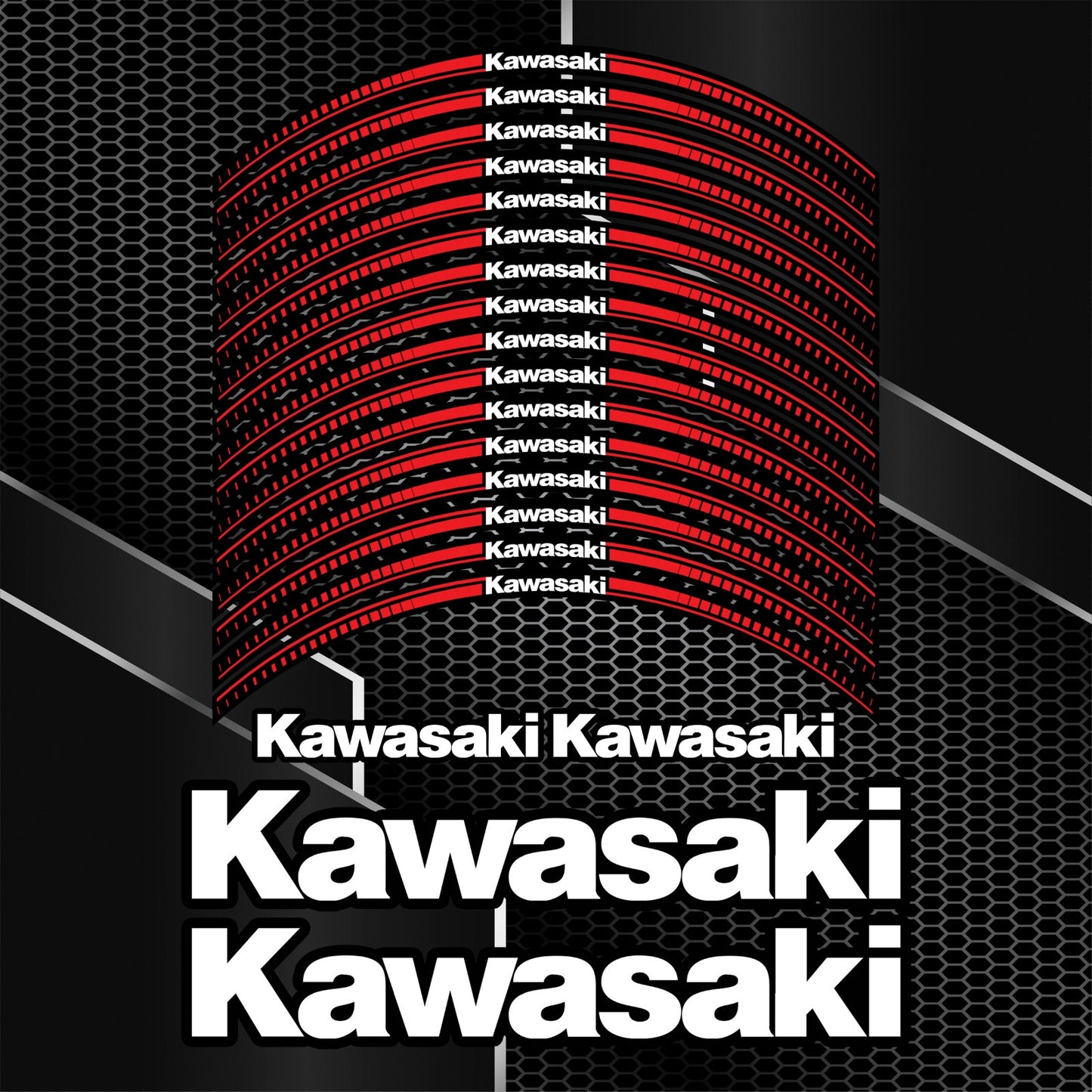 KAWASAKI Ninja Wheel Decals – Any Colour Rim Stickers (20pcs)