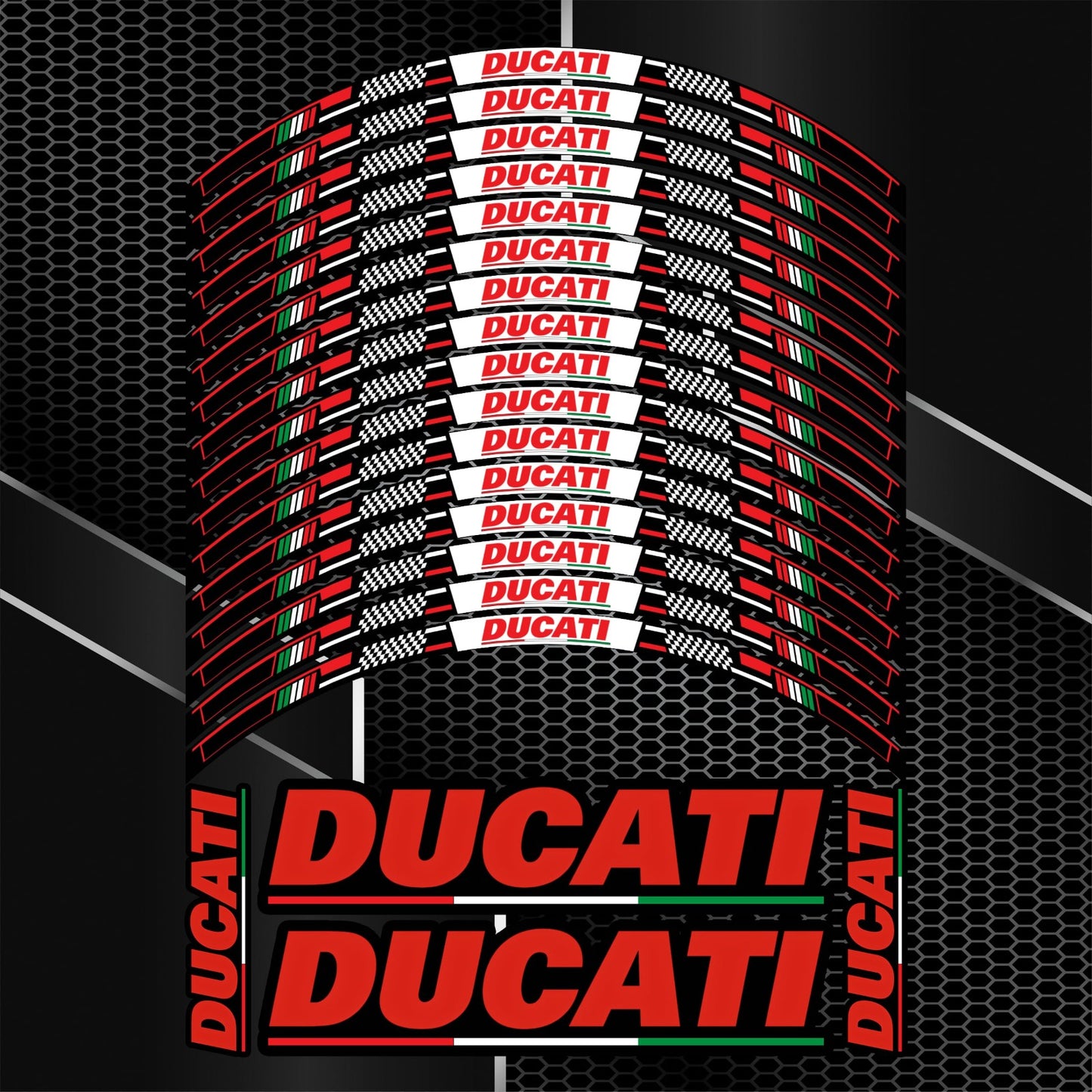 DUCATI Motorcycle Wheel Decals – Italy Edition Rim Stickers