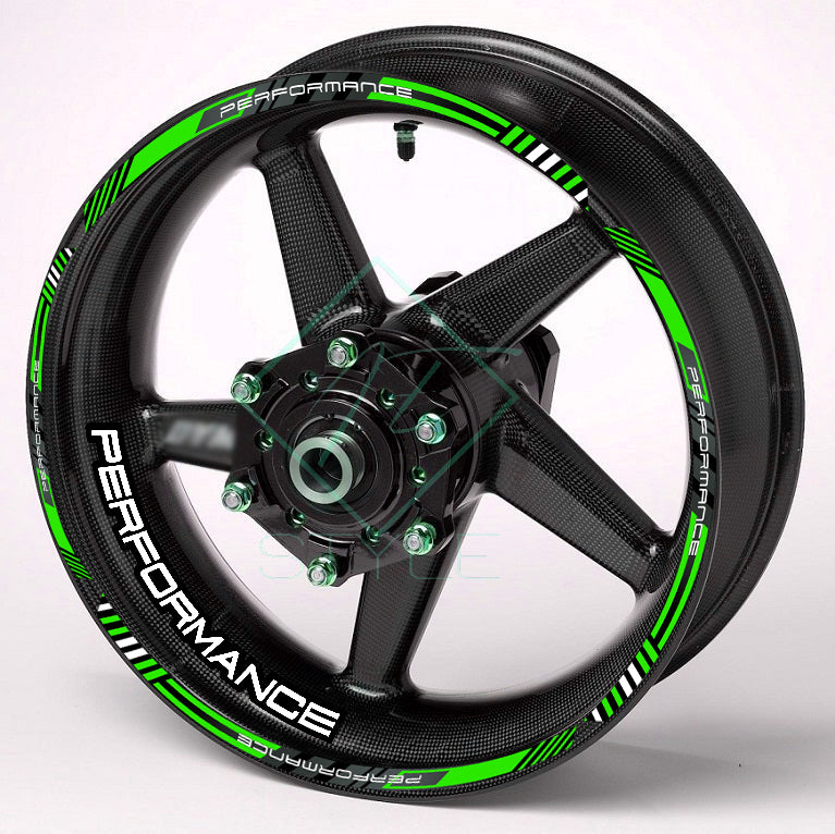 PERFORMANCE Motorcycle Wheel Rim Stickers – Universal Decals Set