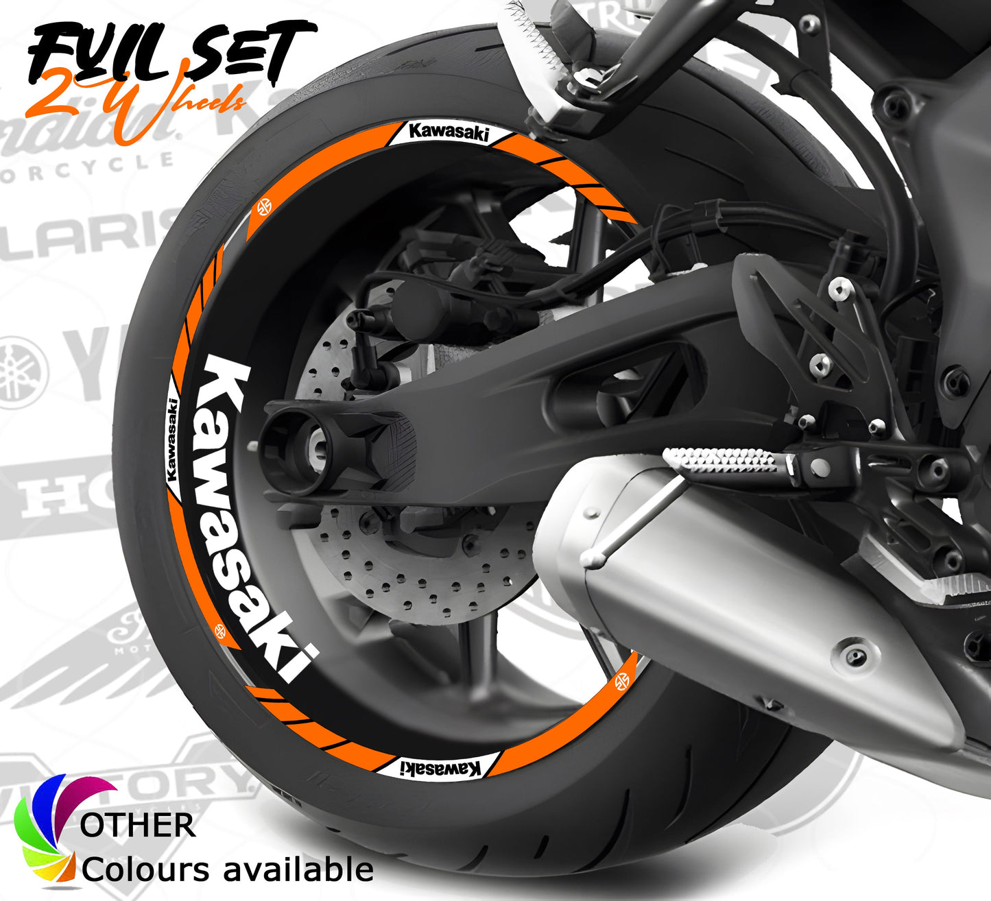 Kawasaki Rim Stickers – 24pcs Wheel Decals Kit