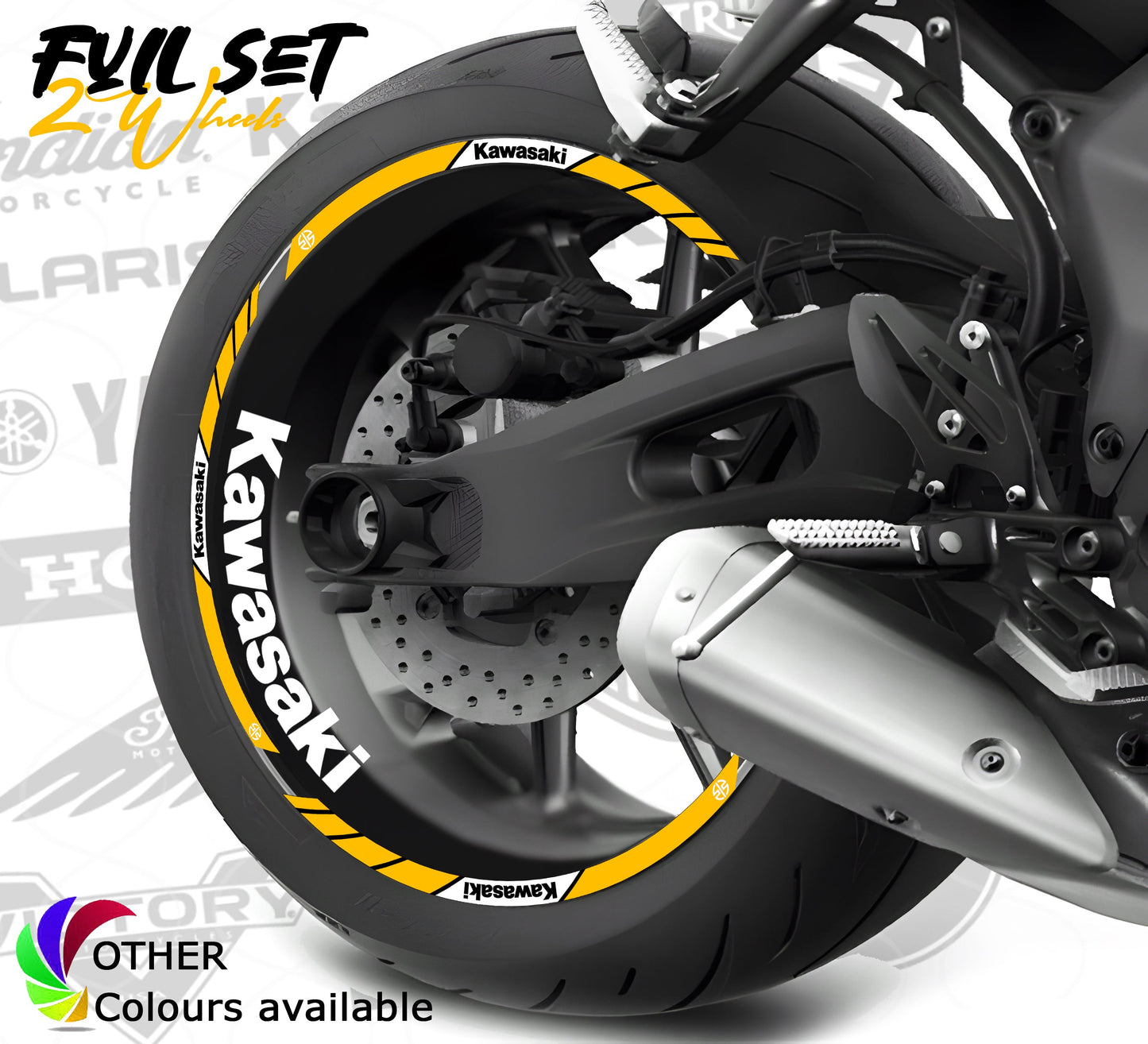 Kawasaki Rim Stickers – 24pcs Wheel Decals Kit