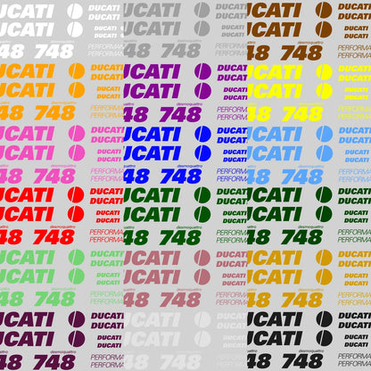 Pattern of Ducati logos and text on a gray background