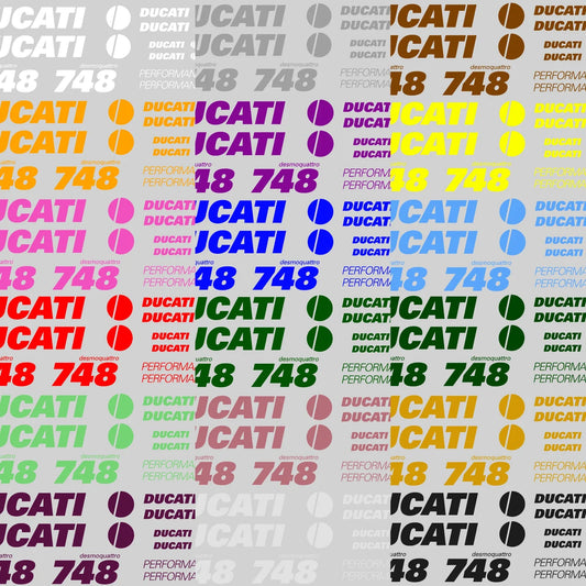 Pattern of Ducati logos and text on a gray background