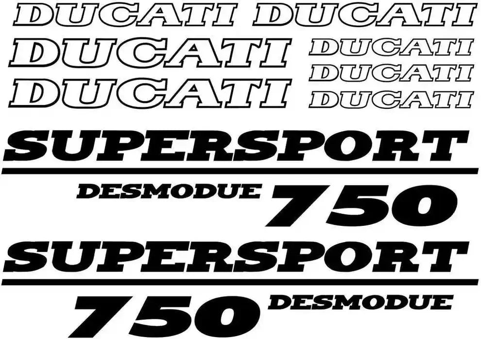 Ducati Supersport Desmodue 750 decals on a white background
