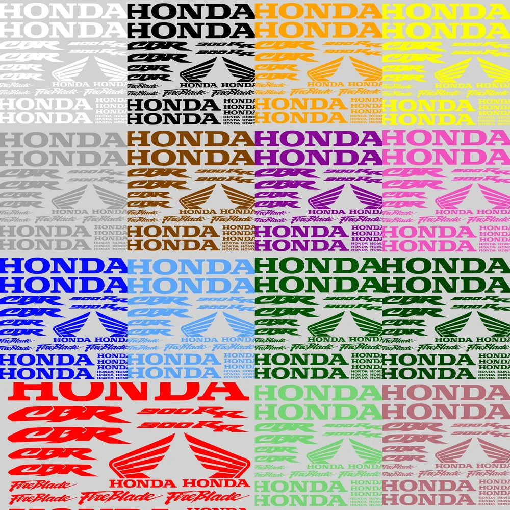 Pattern of Honda logos in various colors on a white background