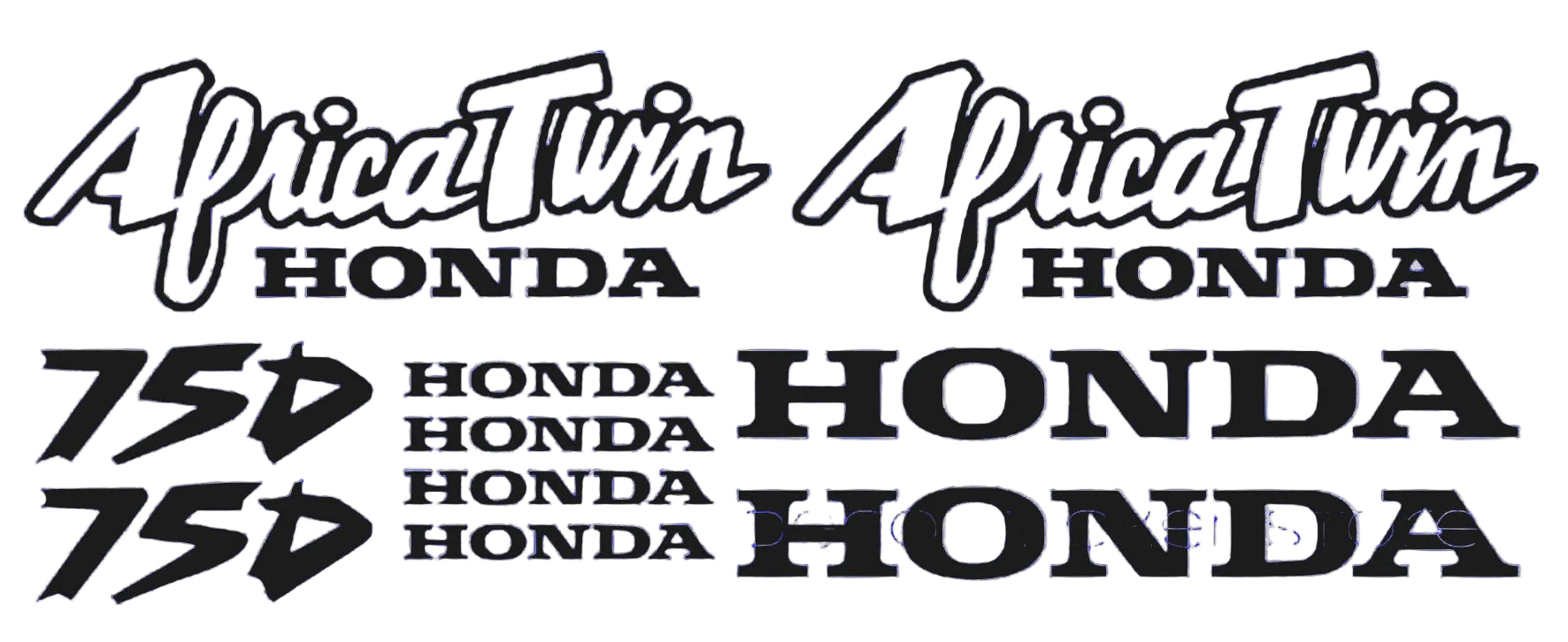 Honda Africa Twin decals with text on a light gray background