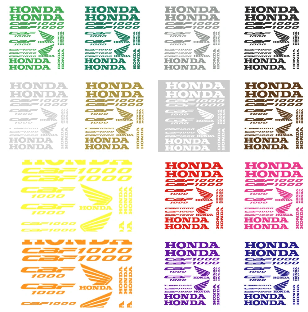 Collection of Honda logo and text decals in various colors on a white background