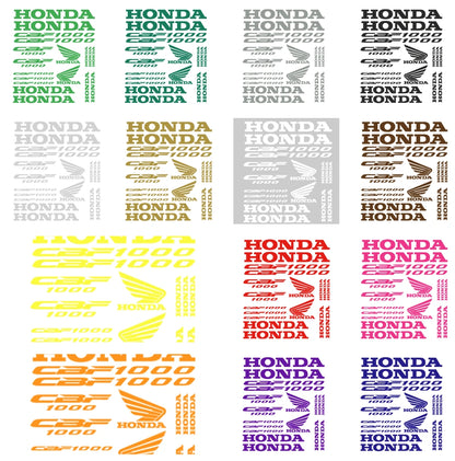 Collection of Honda logo and text decals in various colors on a white background