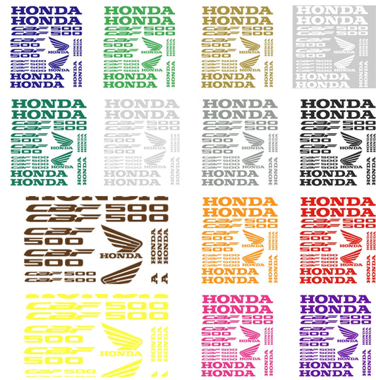 Collection of Honda logos and text in various colors on a white background
