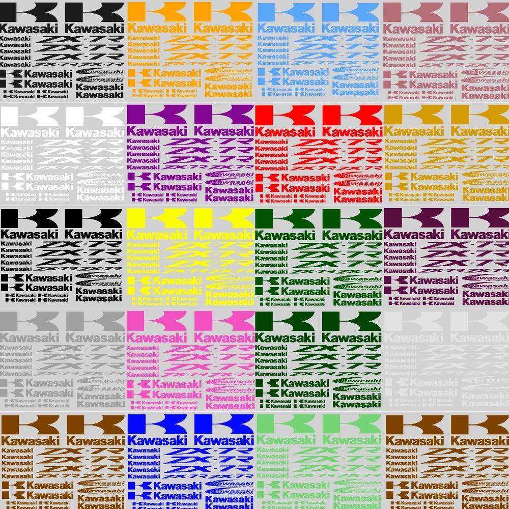 Colorful Kawasaki logo pattern on a white background