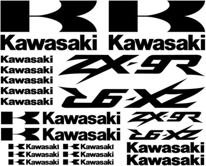Set of Kawasaki logos and text on a white background