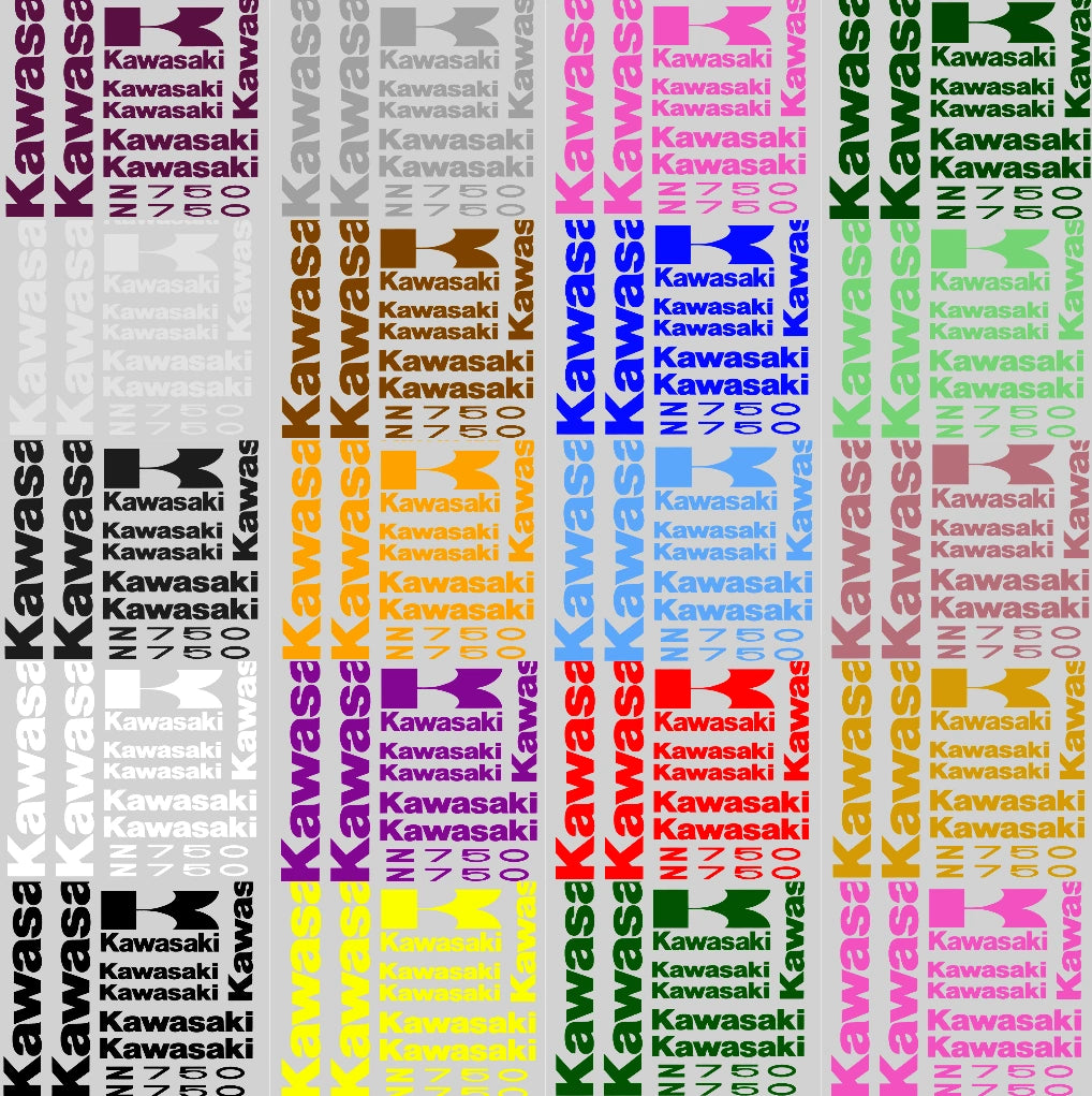 Colorful Kawasaki logo pattern on a gray background