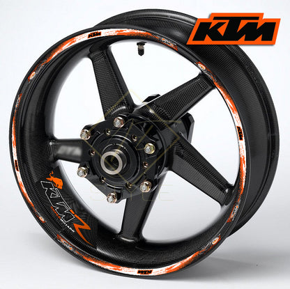 KTM Super Duke/RC Black wheel decal kit – 20 stickers for 2 wheels, 10mm thick, glossy finish, mirrored graphics, designed for black wheels