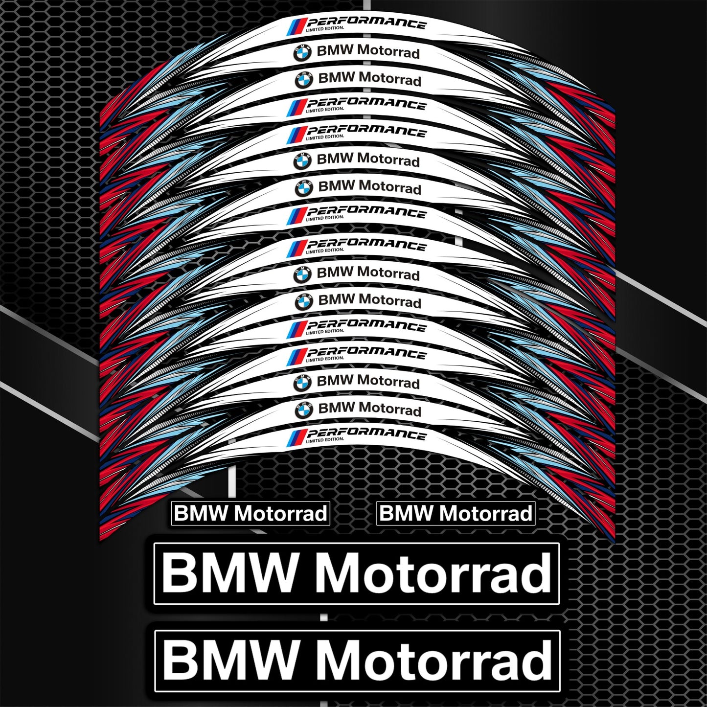 BMW Motorcycle Wheel Stripe Stickers – M Sport Performance Rim Decals