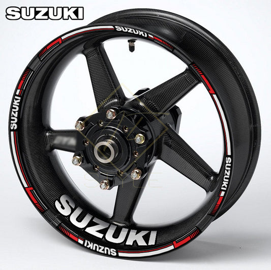 Suzuki motorcycle wheel decals – 20-piece rim and inner stickers, customizable colors