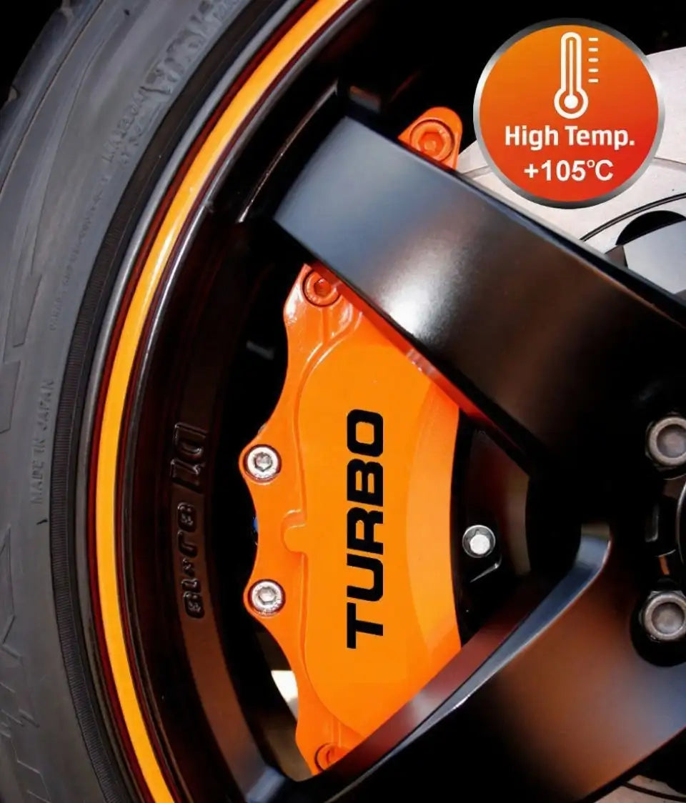 Turbo brake caliper stickers, red, attached to the calipers