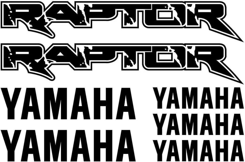 Yamaha Raptor decals in black on a white background