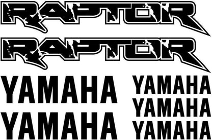 Yamaha Raptor decals in black on a white background