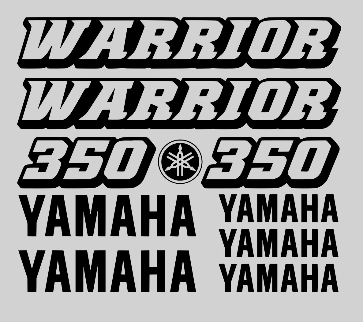 Repetitive text of 'Warrior', '350', and 'Yamaha'