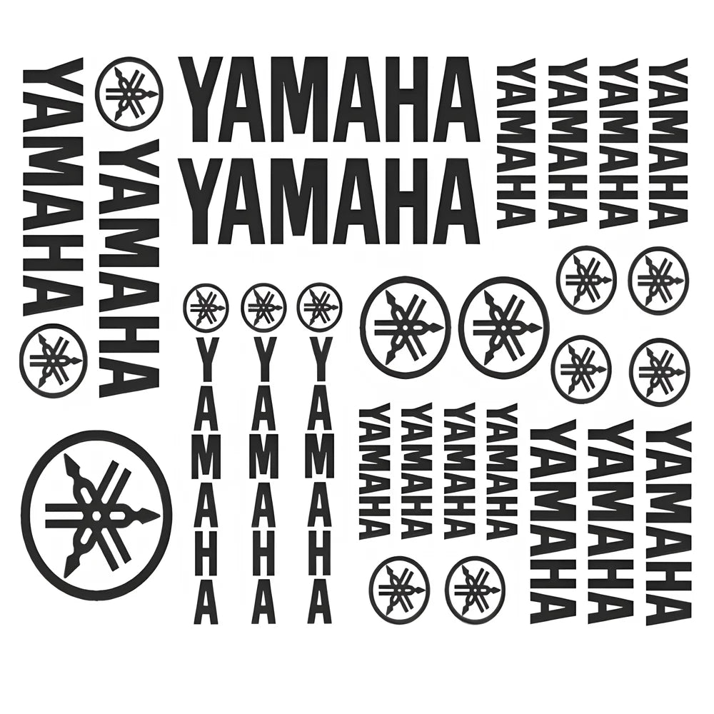 Repetitive display of Yamaha logos and text on a white background